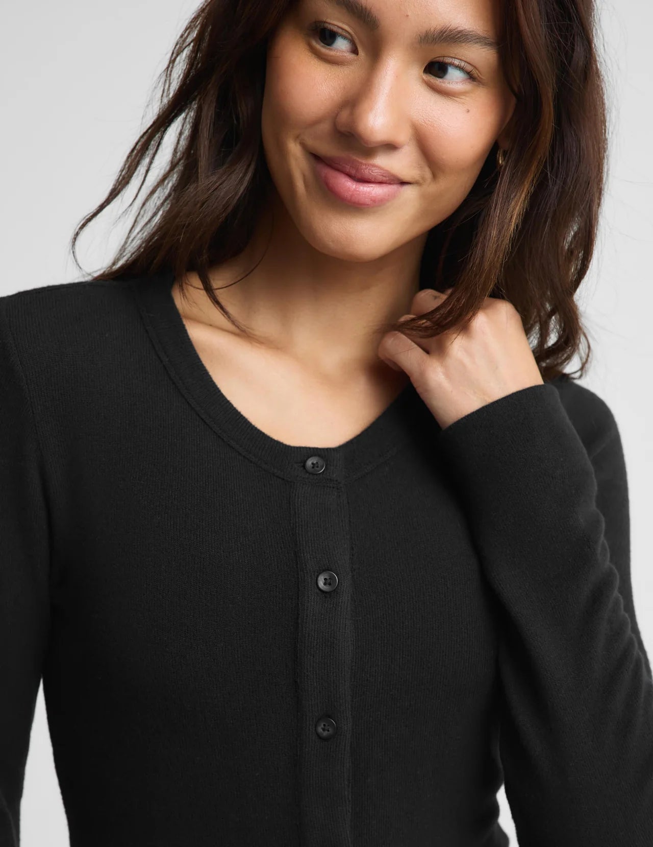BEYOND YOGA- LUXELAYER FITTED CARDIGAN BLACK