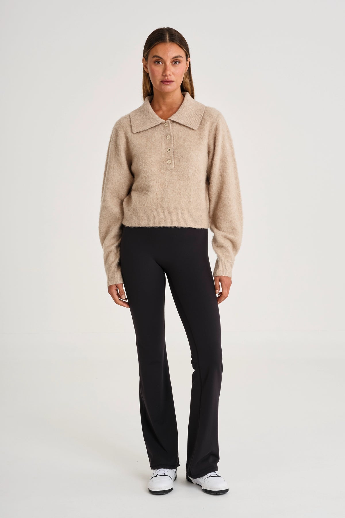 ALL FENIX- 1/2 BUTTON POLO KNIT TOFFEE