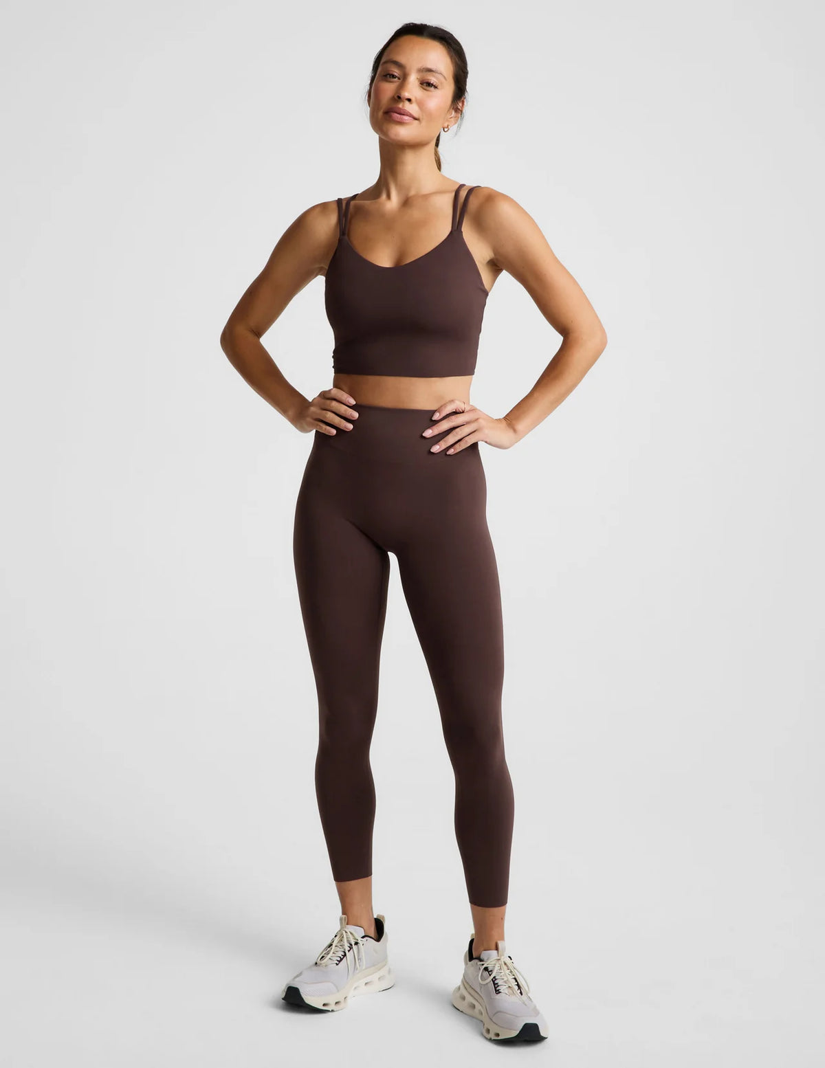 BEYOND YOGA- GLOWZONE STRAPPY CROPPED TANK COCOA PLUM