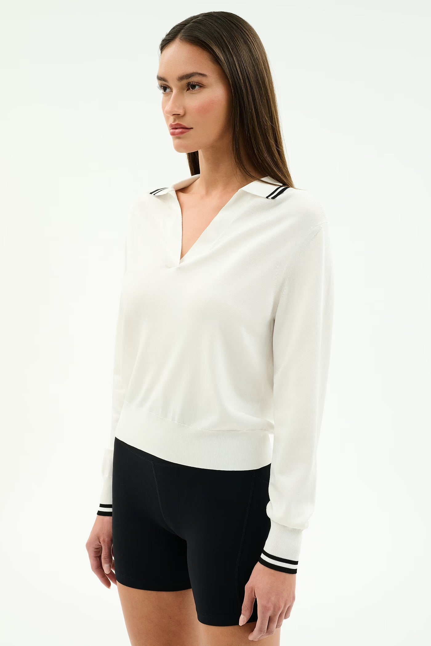 SPLITS59- TAYLOR KNIT POLO WHITE/BLACK