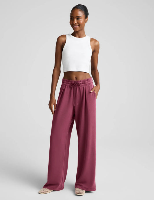 BEYOND YOGA- LUXE SANDWASH DOUBLE KNIT WIDE LEG PANT MUTED MAUVE
