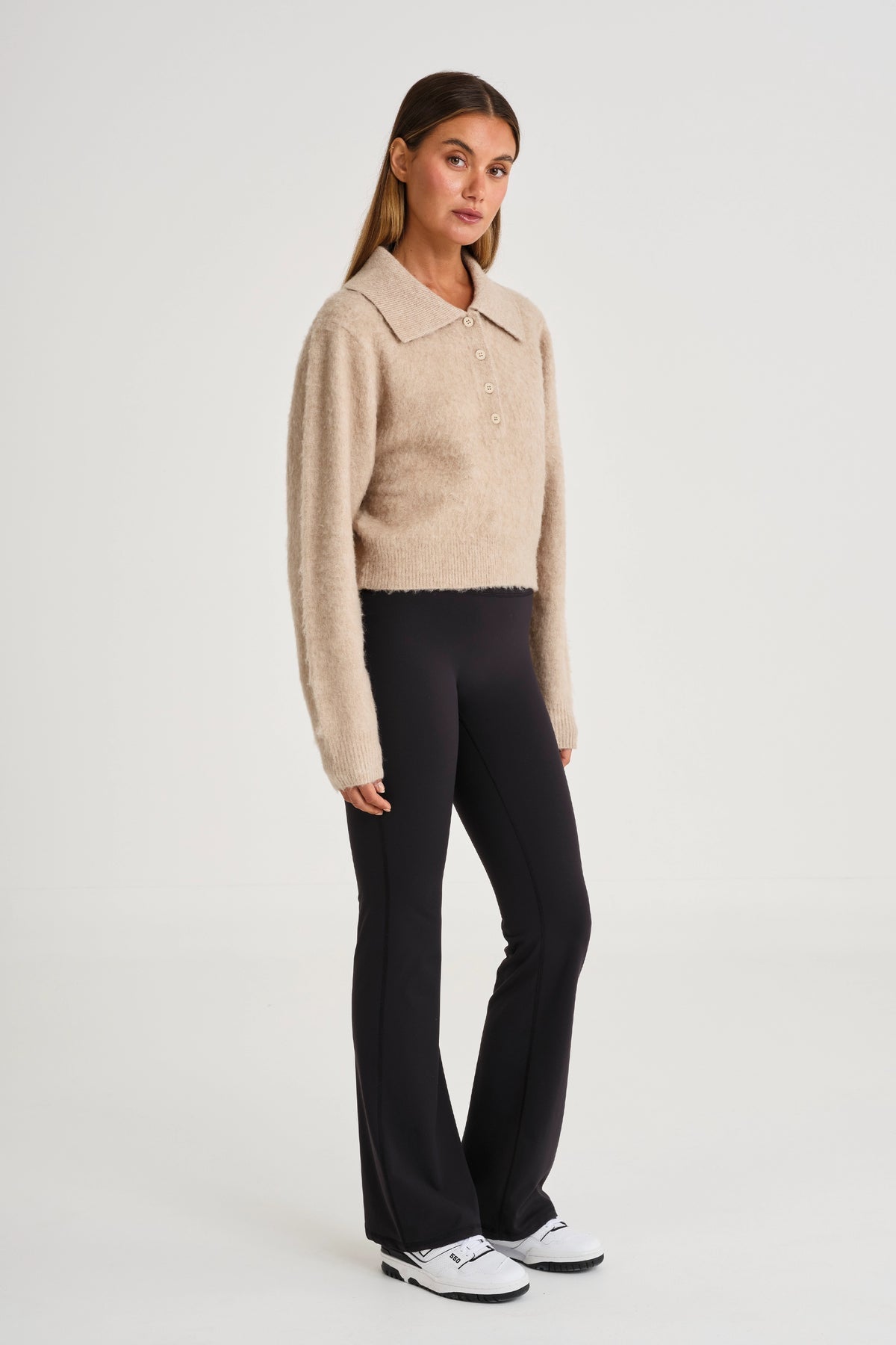 ALL FENIX- 1/2 BUTTON POLO KNIT TOFFEE