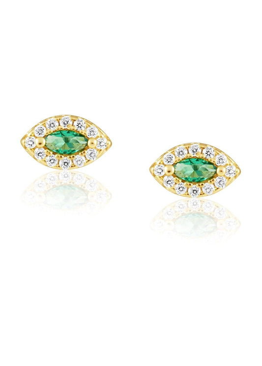 Alma Emerald Evil Eye Studs