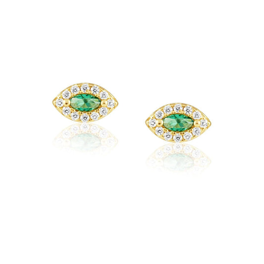 Alma Emerald Evil Eye Studs