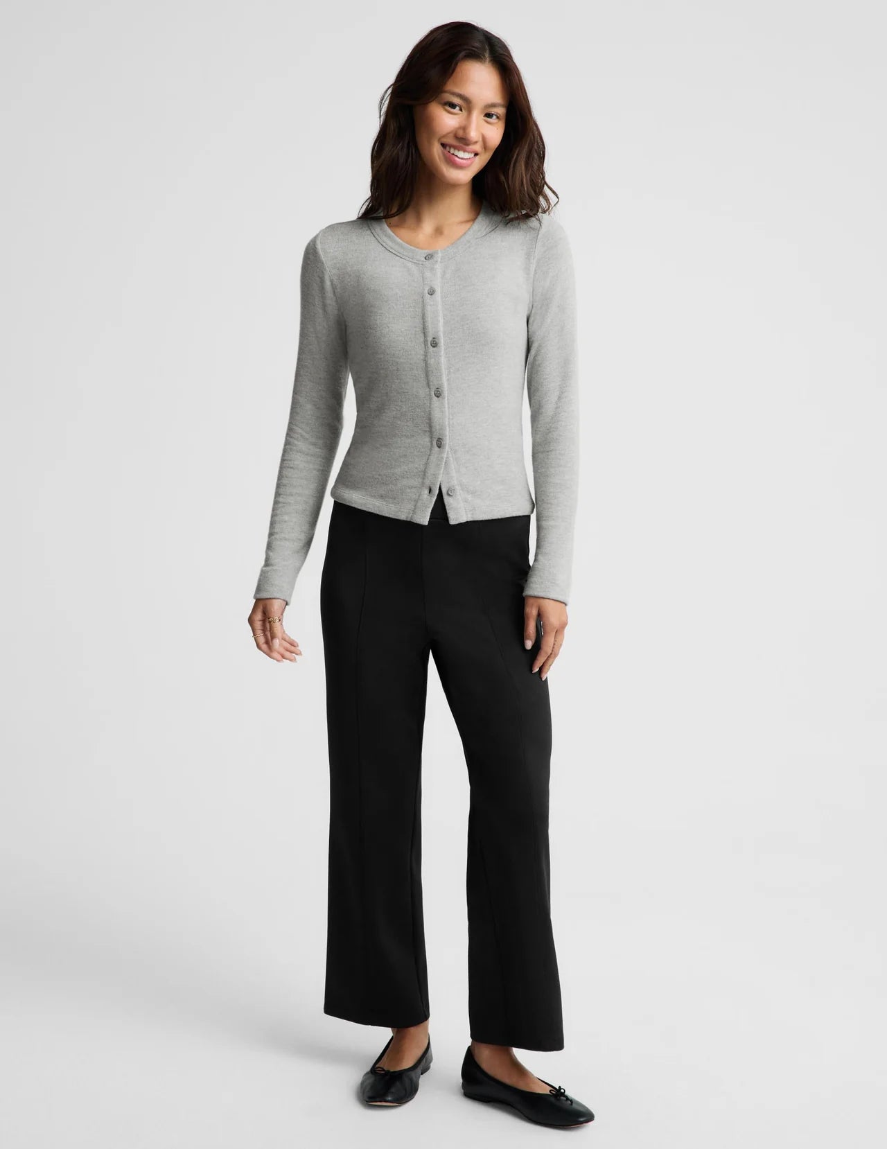 BEYOND YOGA- LUXELAYER FITTED CARDIGAN HEATHER GRAY