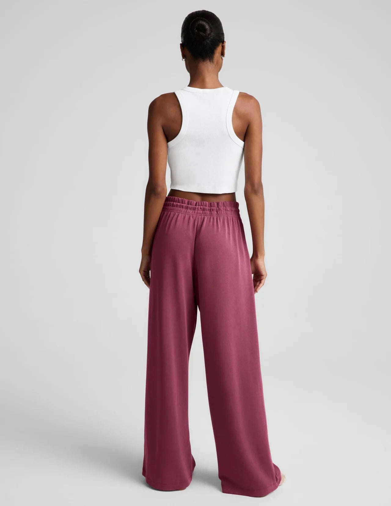 BEYOND YOGA- LUXE SANDWASH DOUBLE KNIT WIDE LEG PANT MUTED MAUVE