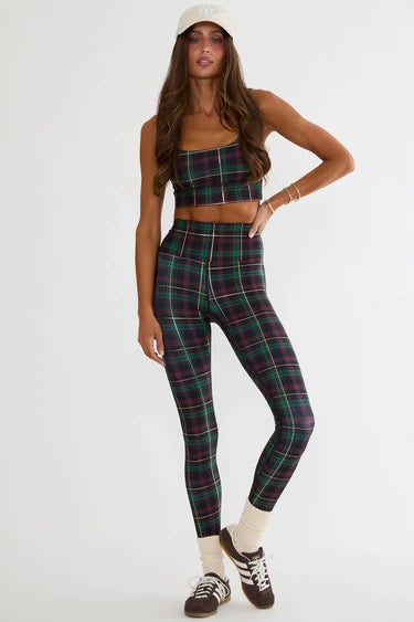 BEACH RIOT- LEAH TOP PINE HOLLOW PLAID