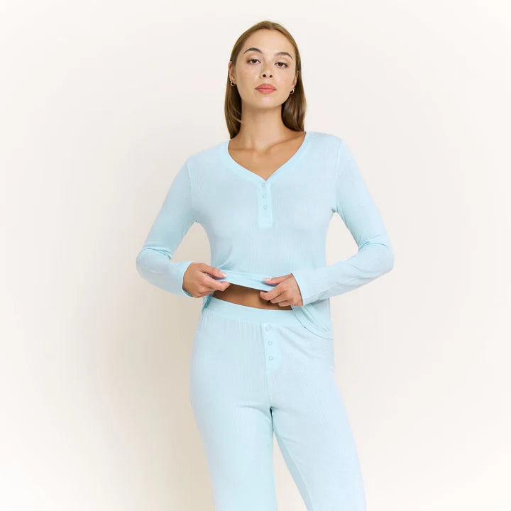HONEYDEW- DREAMLAND LONG HENLEY SET IN FROSTY