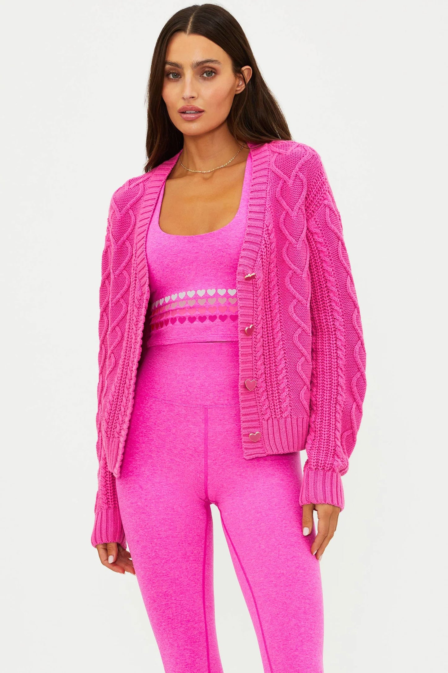 BEACH RIOT- TEAGAN CARDIGAN ELECTRIC PINK CABLE