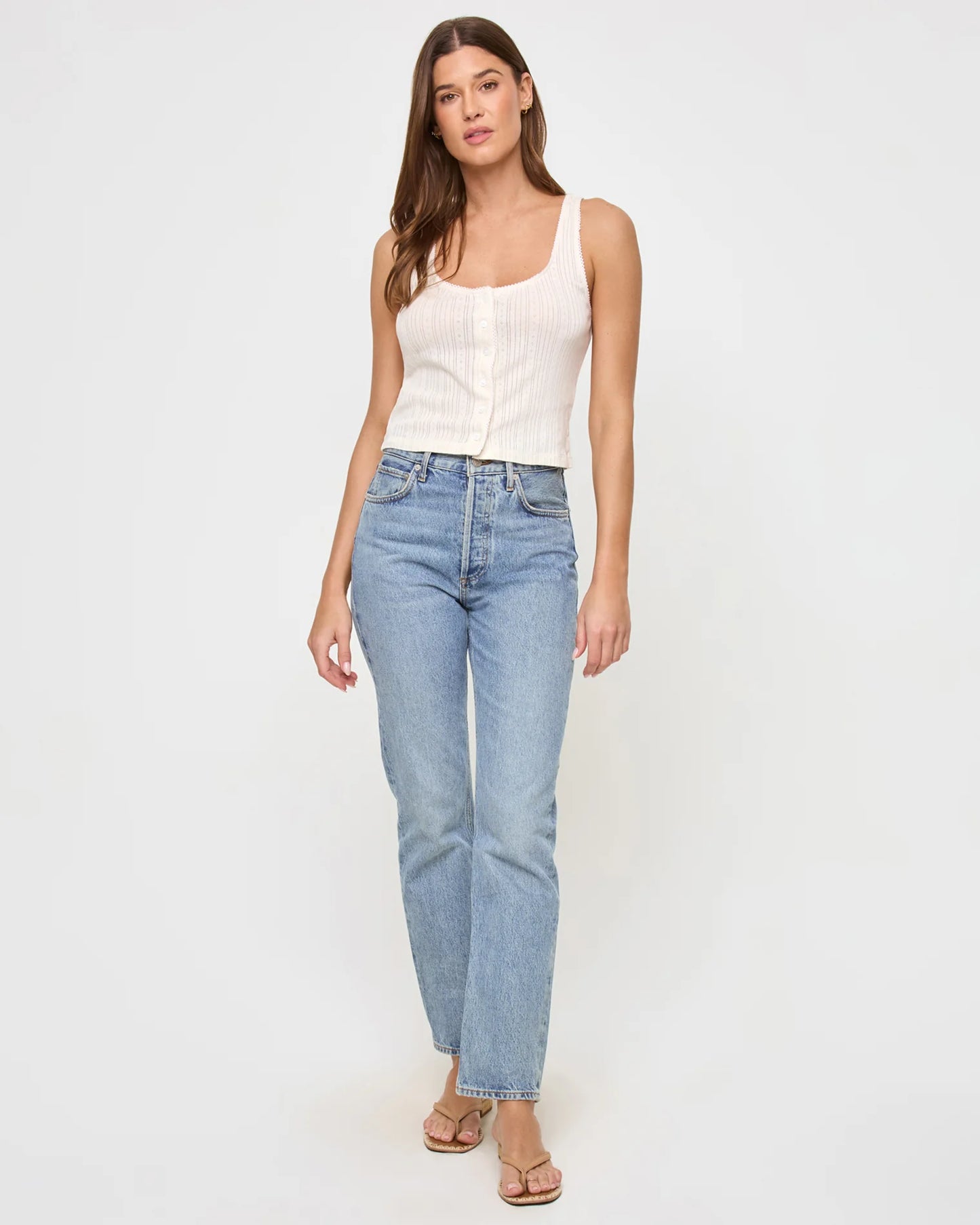 L*SPACE JEANIE POINTELLE TANK CREAM