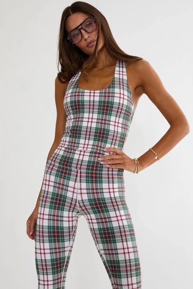 BEACH RIOT- YARA TOP FROSTED PINE PLAID