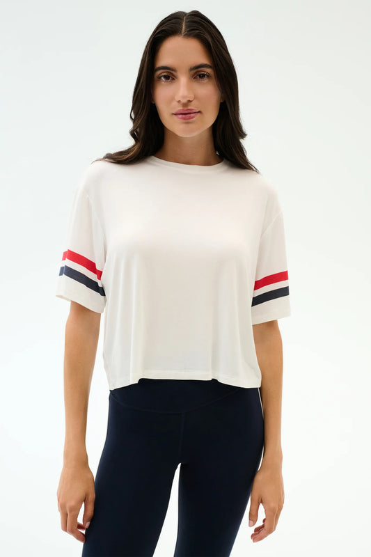 SPLITS59- AVA JERSEY TEE WHITE/INDIGO
