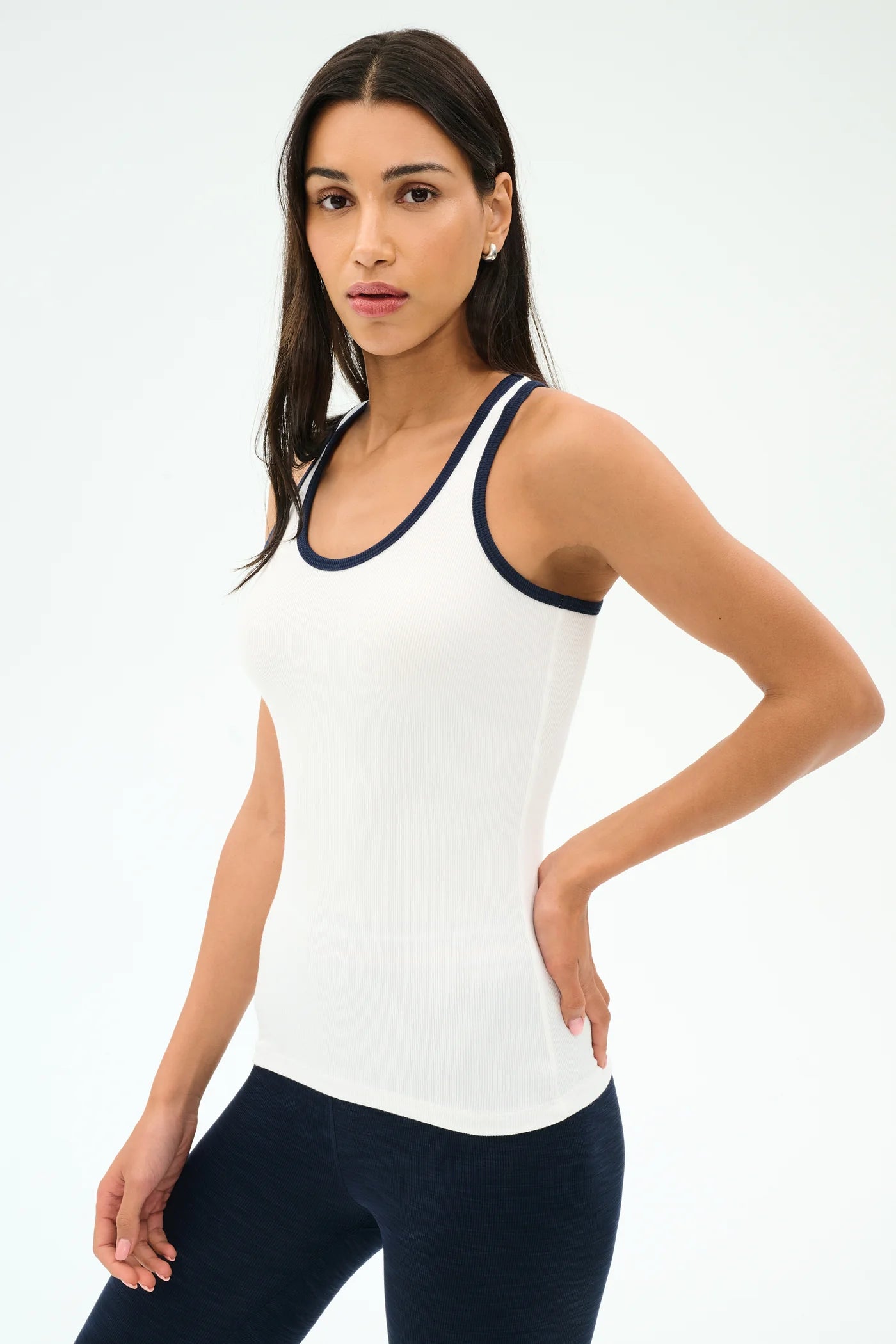 SPLITS59- ASHBY RIB TANK WHITE/INDIGO