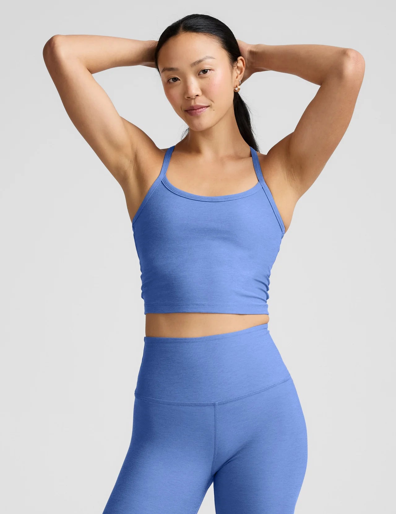 BEYOND YOGA- SPACEDYE SLIM RACERBACK CROPPED TANK WILDFLOWER BLUE