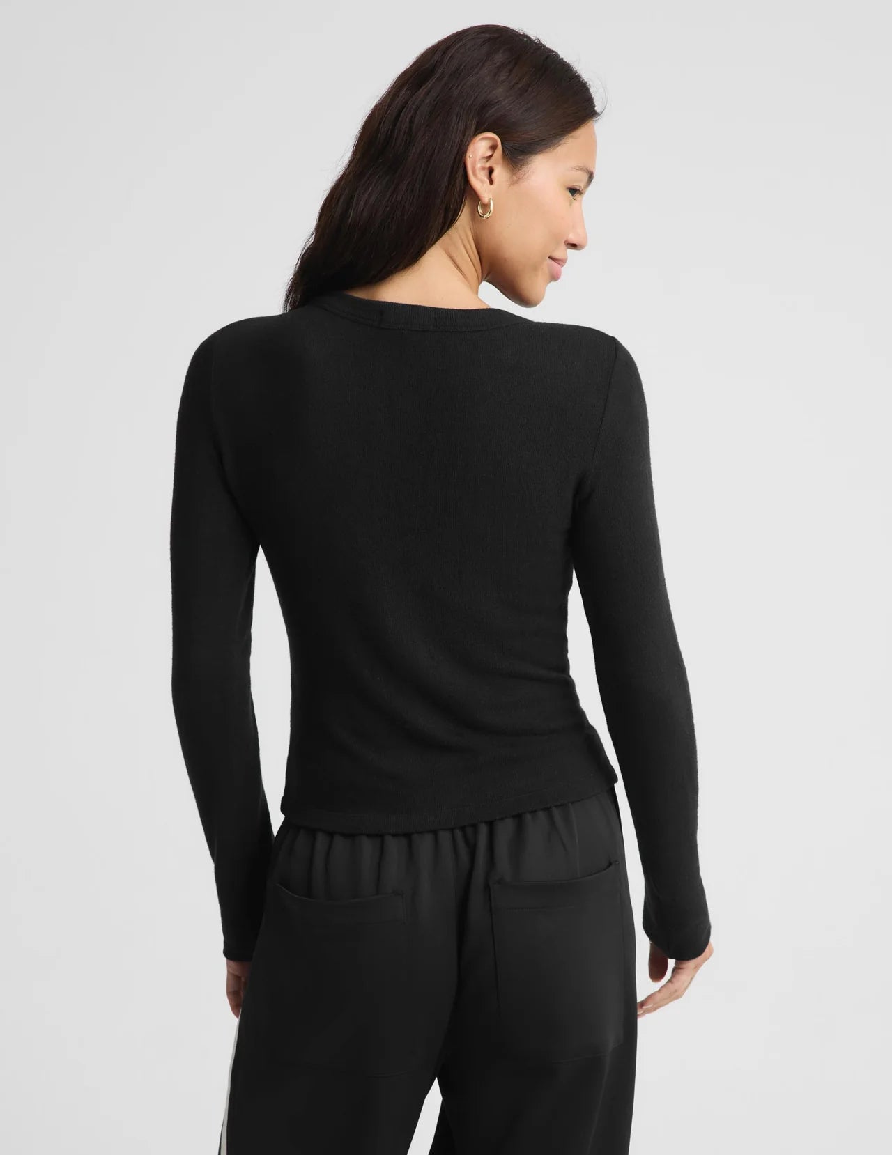 BEYOND YOGA- LUXELAYER FITTED CARDIGAN BLACK