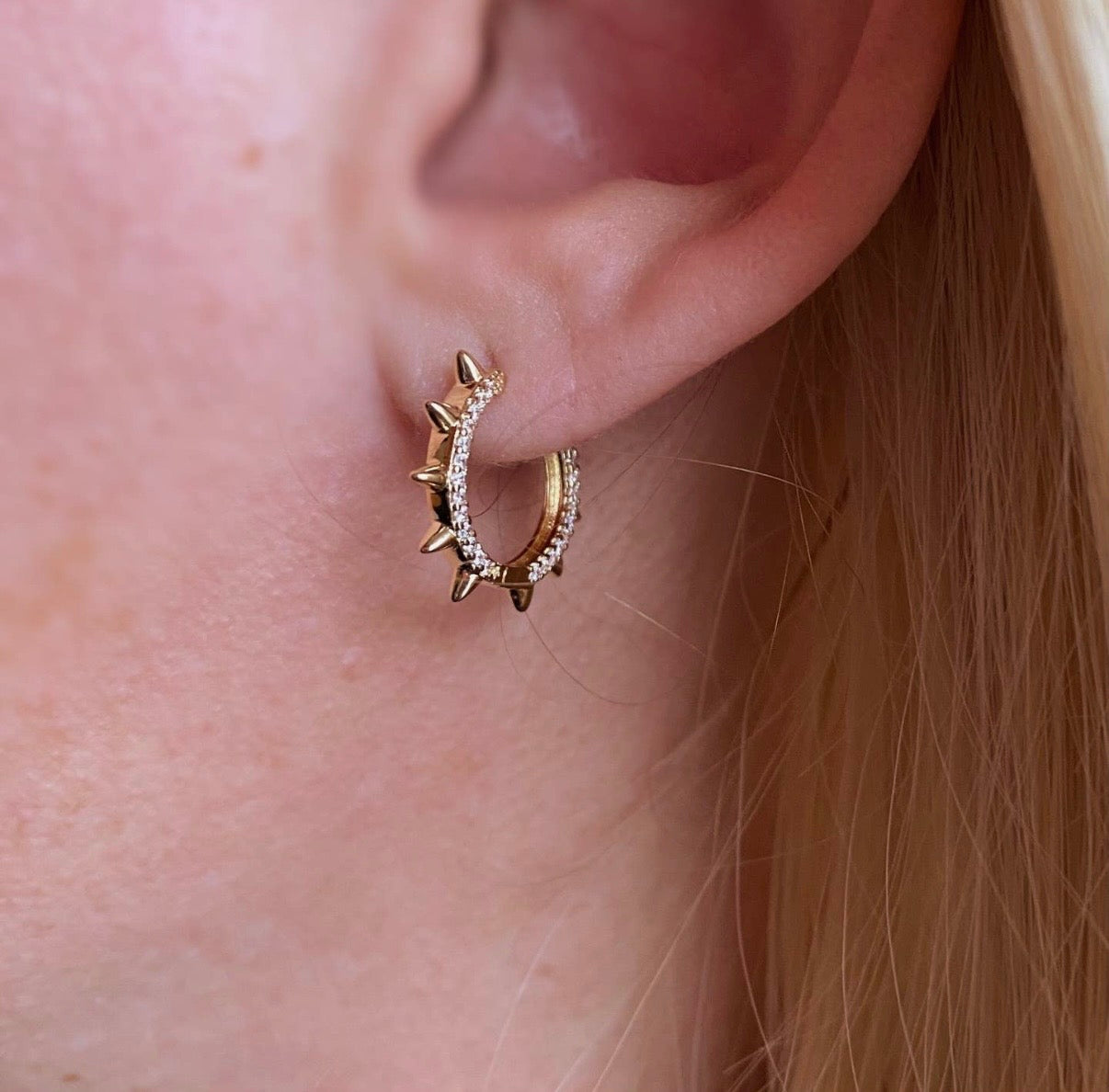 18K GOLD FILLED SPIKE HOOP EARRINGS
