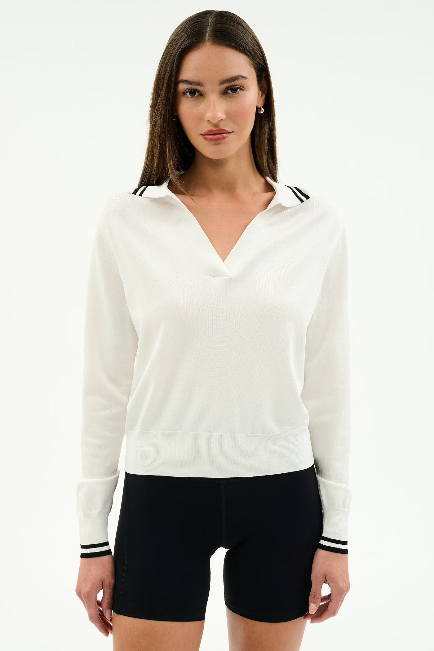 SPLITS59- TAYLOR KNIT POLO WHITE/BLACK