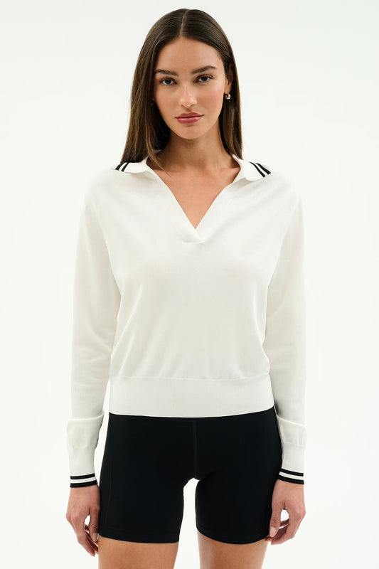 SPLITS59- TAYLOR KNIT POLO WHITE/BLACK