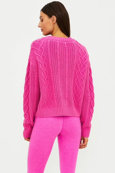 BEACH RIOT- TEAGAN CARDIGAN ELECTRIC PINK CABLE