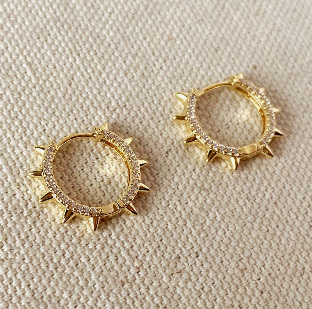 18K GOLD FILLED SPIKE HOOP EARRINGS