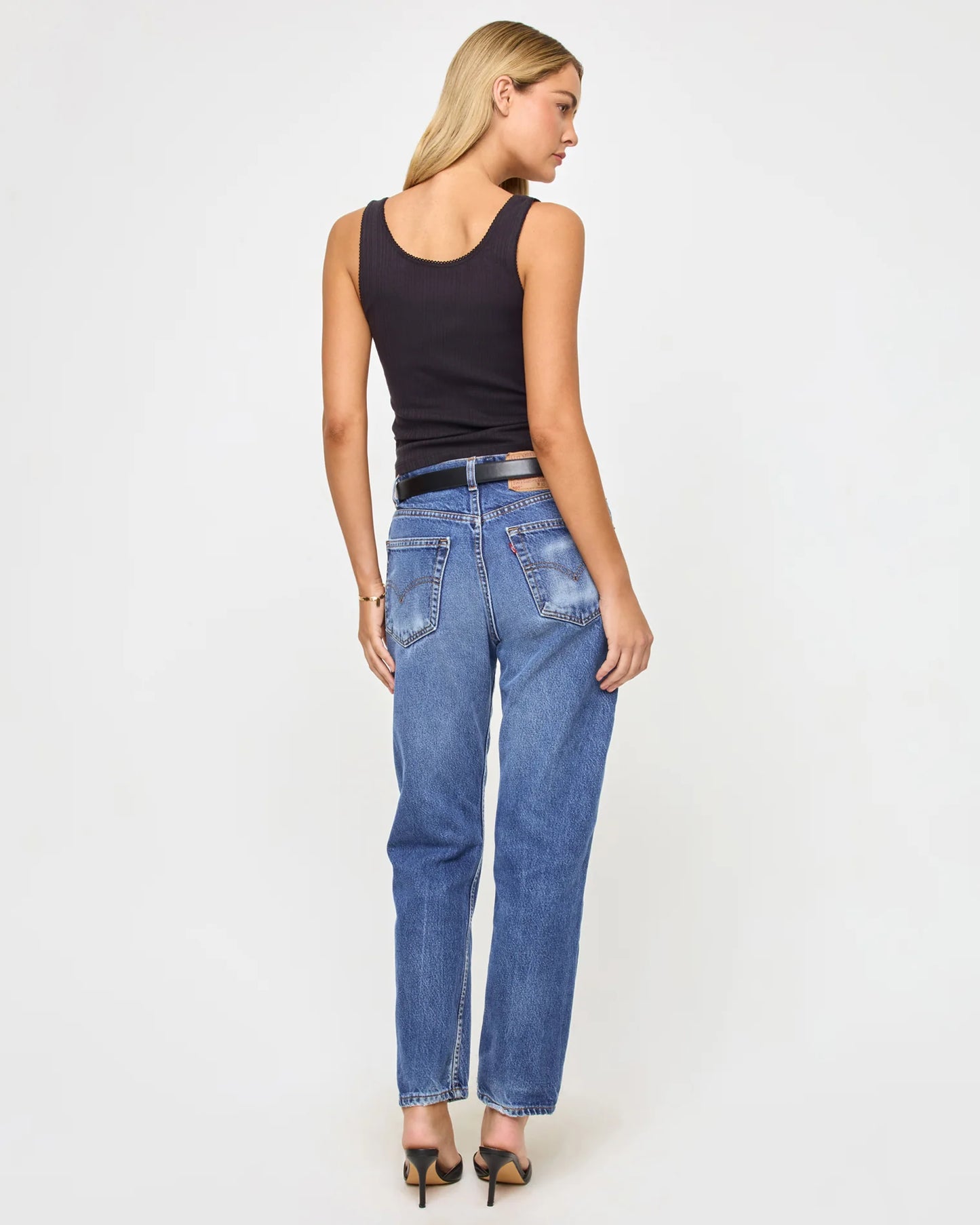 L*SPACE- JEANIE POINTELLE TANK BLACK