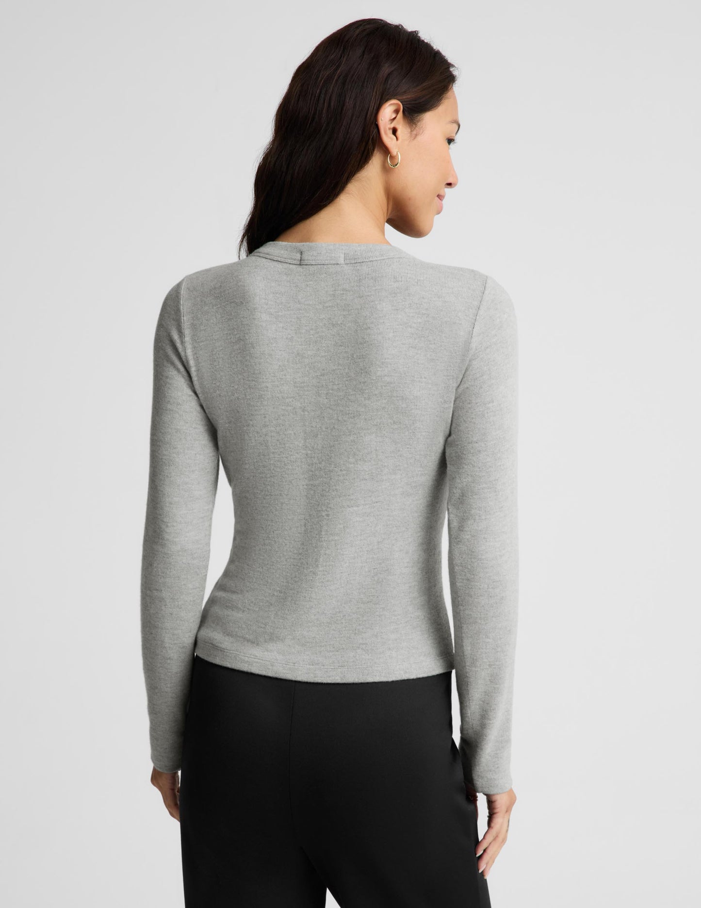 BEYOND YOGA- LUXELAYER FITTED CARDIGAN HEATHER GRAY