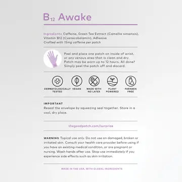THE GOOD PATCH- B12 AWAKE PLANT-BASED WELLNESS PATCH