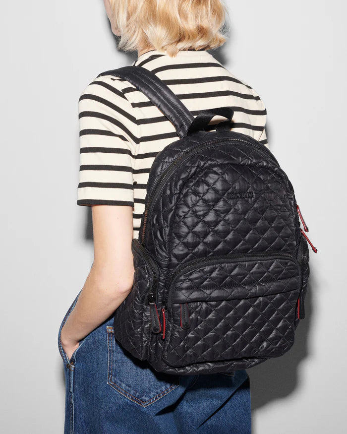 MZ WALLACE- BLACK POCKET METRO QUILTED BACKPACK