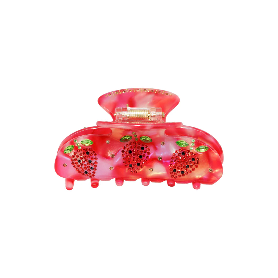 EMI JAY- SWEETHEART HAIR CLIP- PINK SWIRL WITH STRAWBERRIES