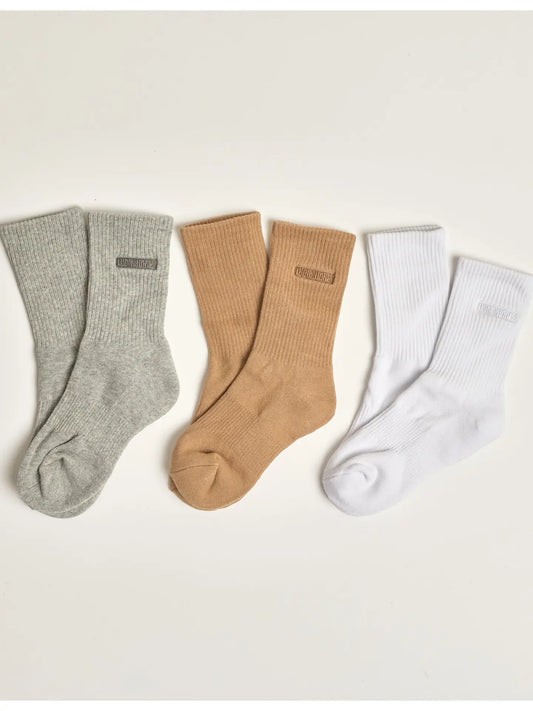 LUCKY HONEY- EVERYDAY CREW SOCK 3 PACK NEUTRAL