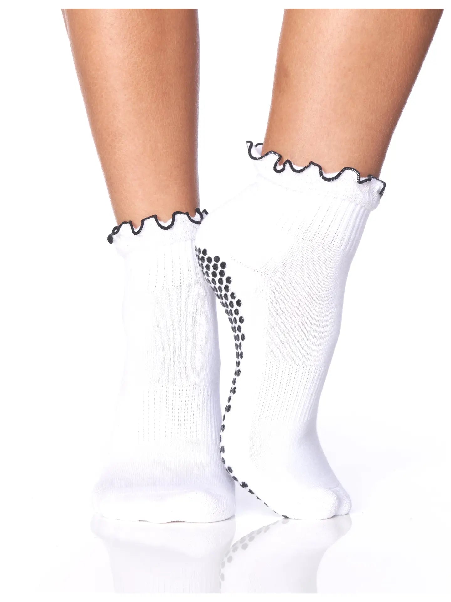 LUCKY HONEY- THE RUFFLE GRIP SOCK- WHITE