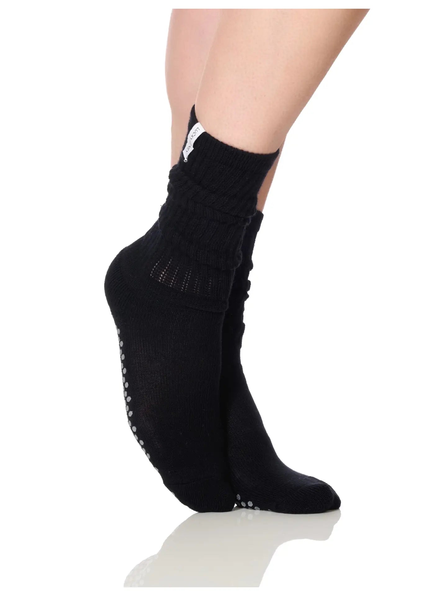 LUCKY HONEY- THE SCRUNCHIE GRIP SOCK- BLACK