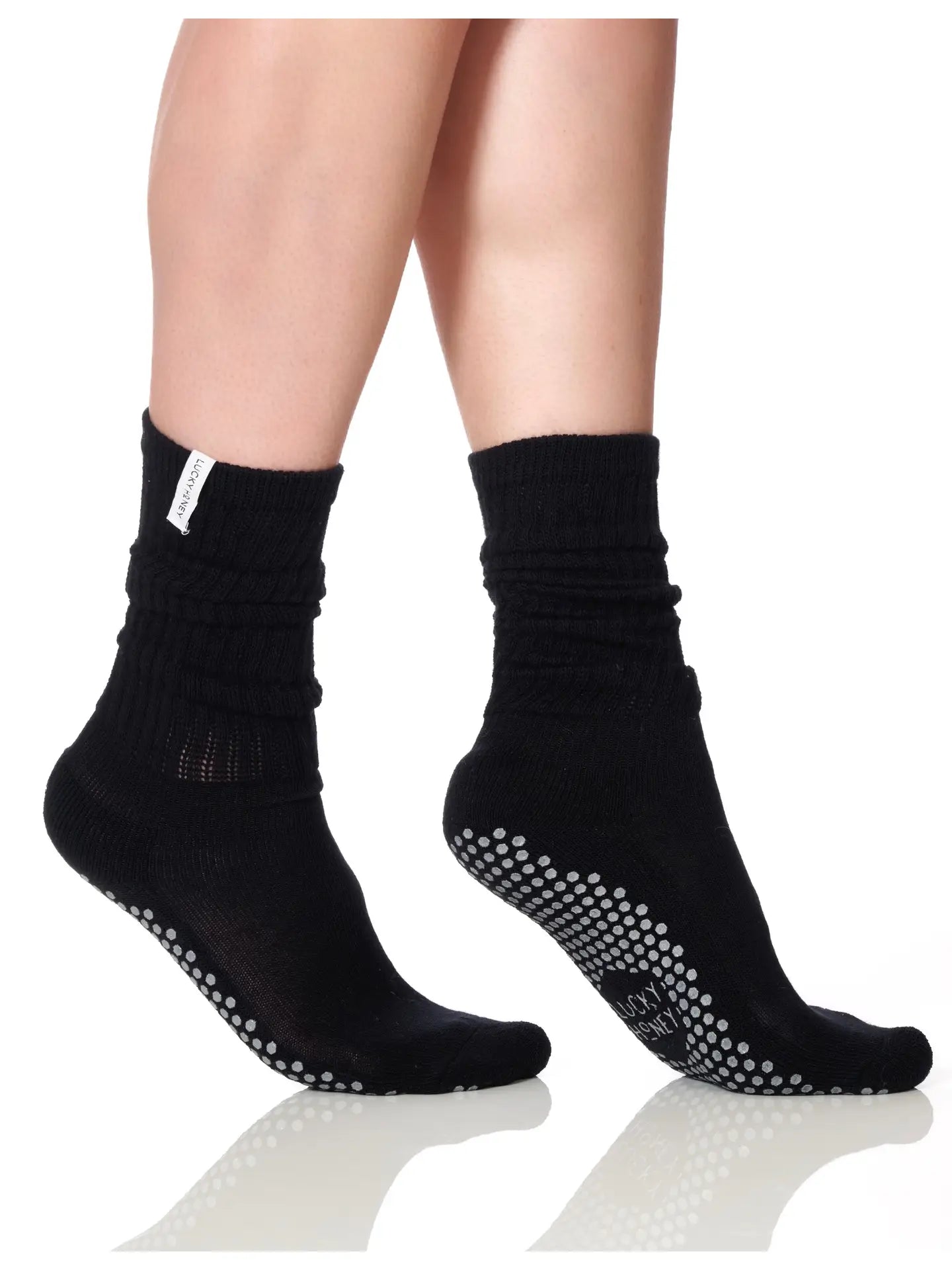 LUCKY HONEY- THE SCRUNCHIE GRIP SOCK- BLACK