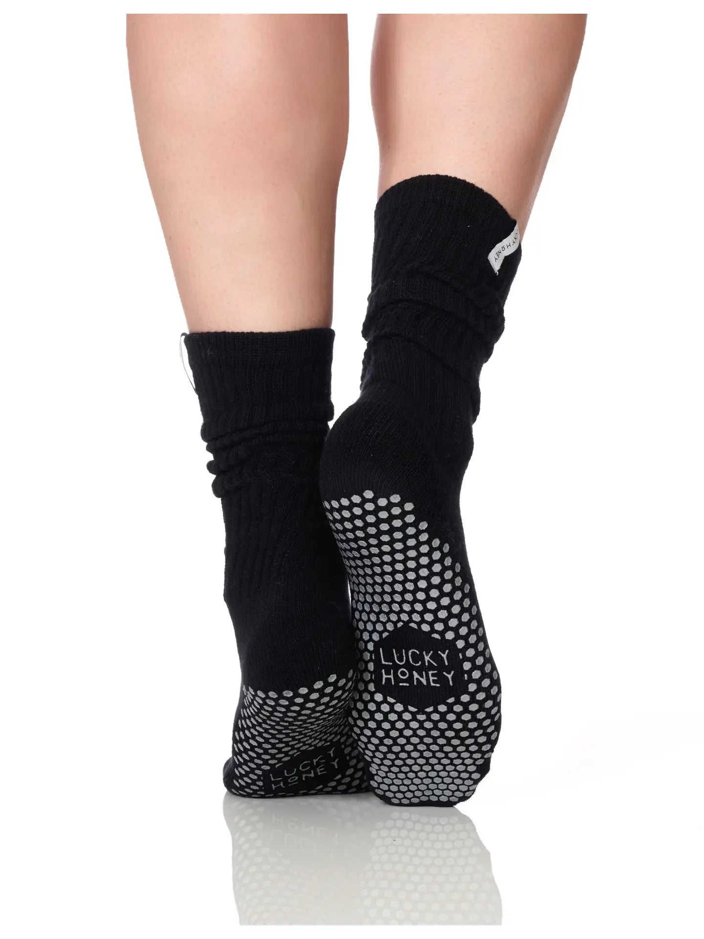 LUCKY HONEY- THE SCRUNCHIE GRIP SOCK- BLACK