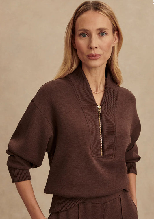VARLEY- SALLY HALF ZIP COFFEE BEAN