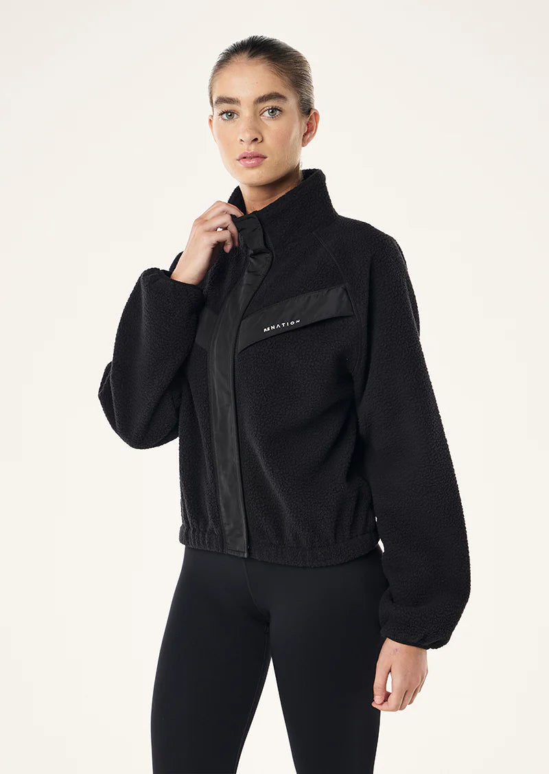PE NATION- SHELTER SHERPA JACKET BLACK