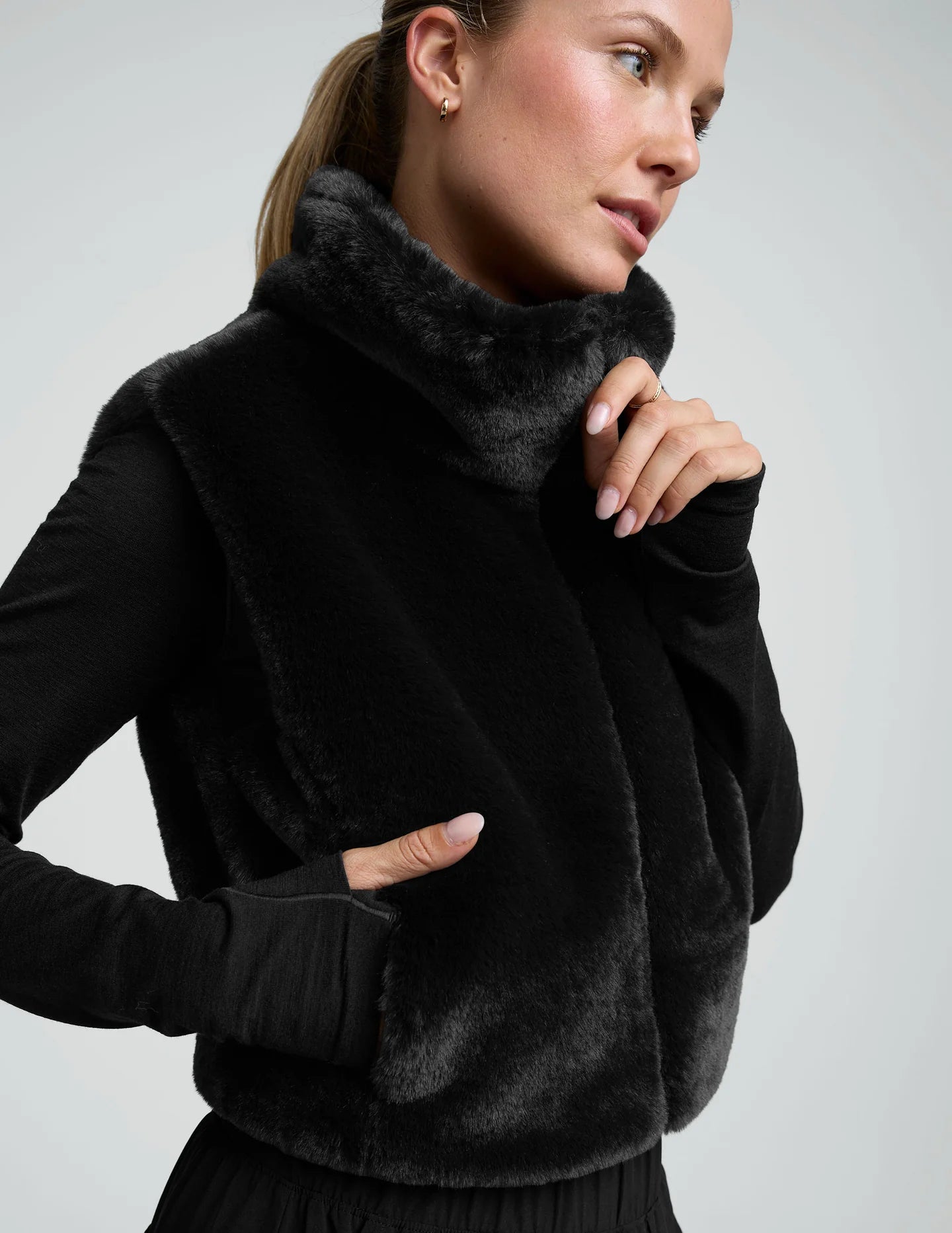 BEYOND YOGA- ON THE LIST FAUX FUR VEST