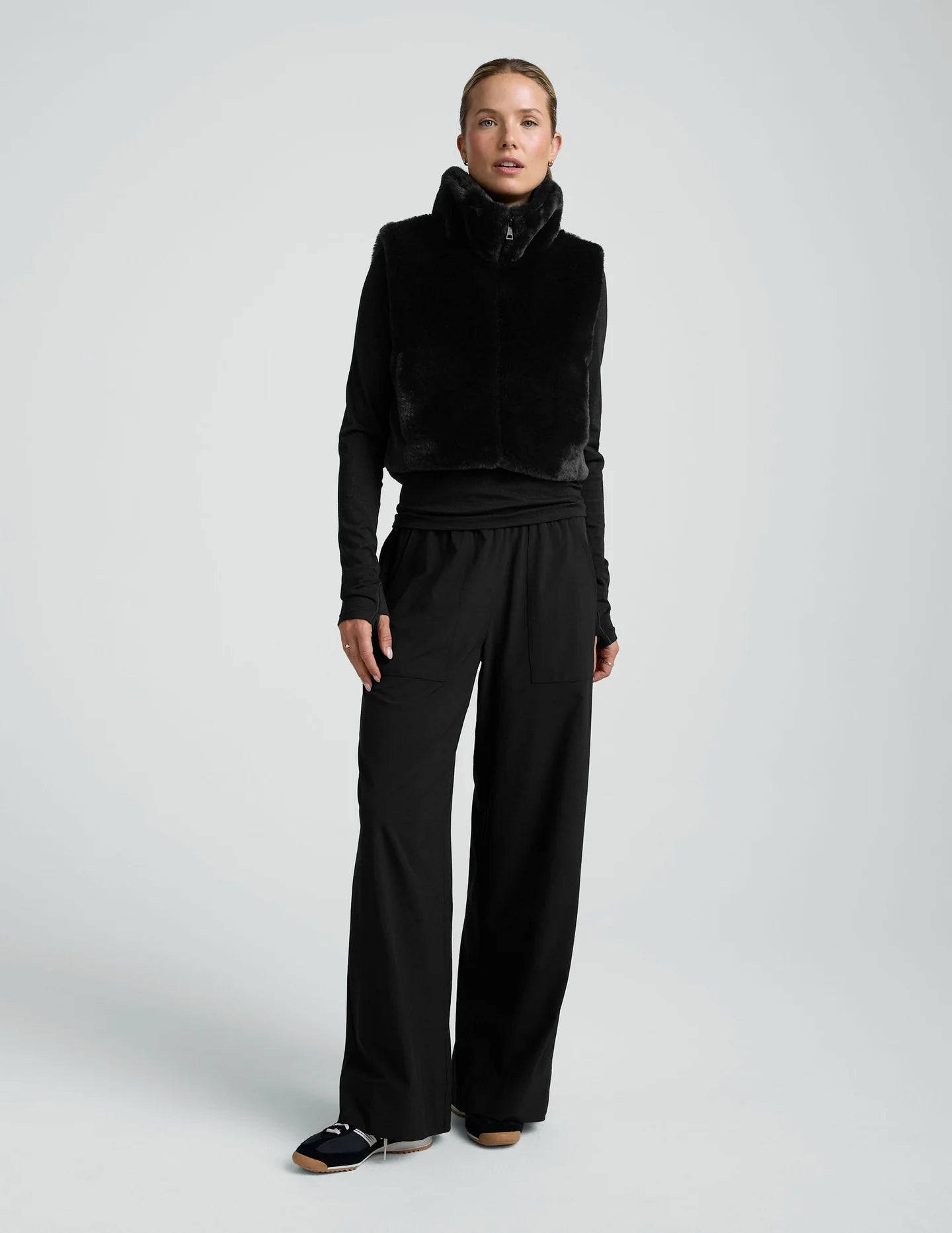 BEYOND YOGA- ON THE LIST FAUX FUR VEST