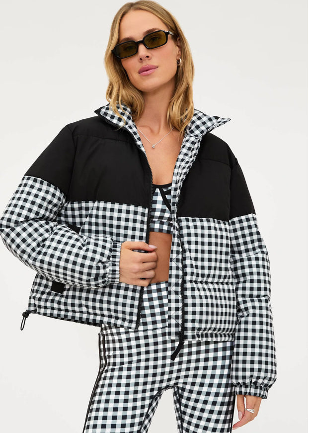 BEACH RIOT- JOJO PUFFER SLATE GINGHAM