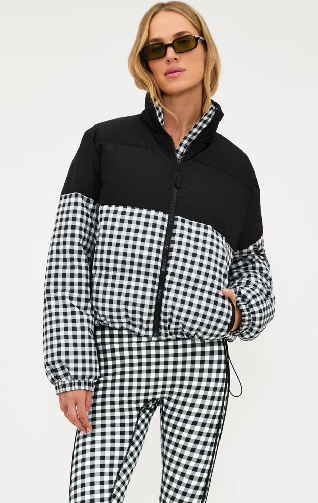 BEACH RIOT- JOJO PUFFER SLATE GINGHAM