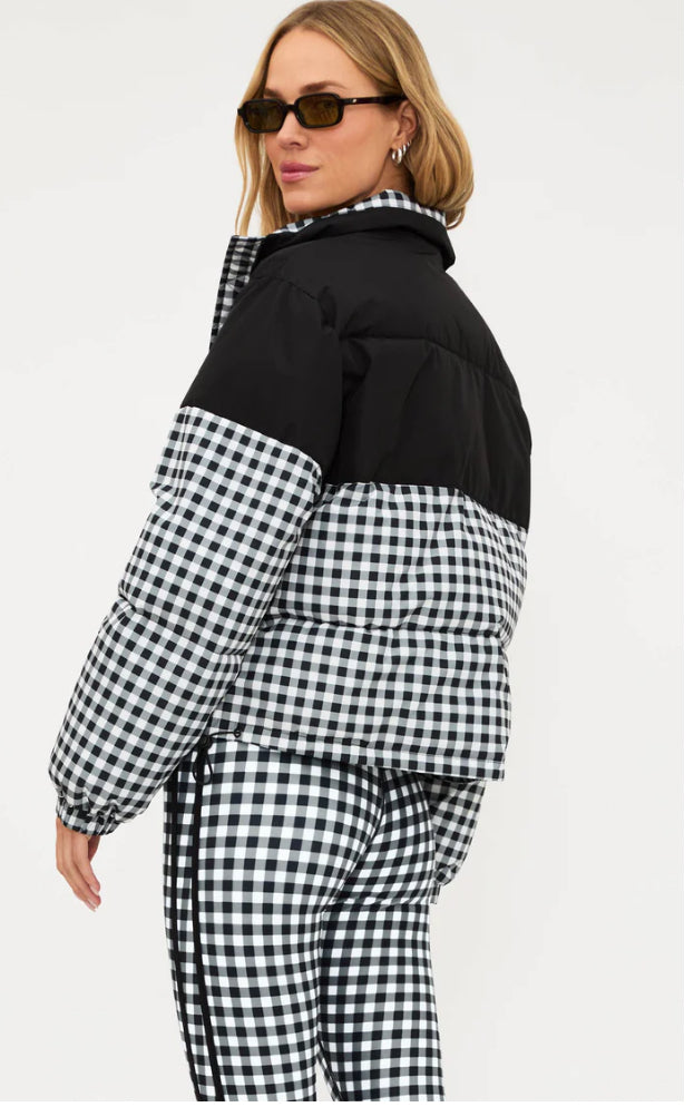BEACH RIOT- JOJO PUFFER SLATE GINGHAM