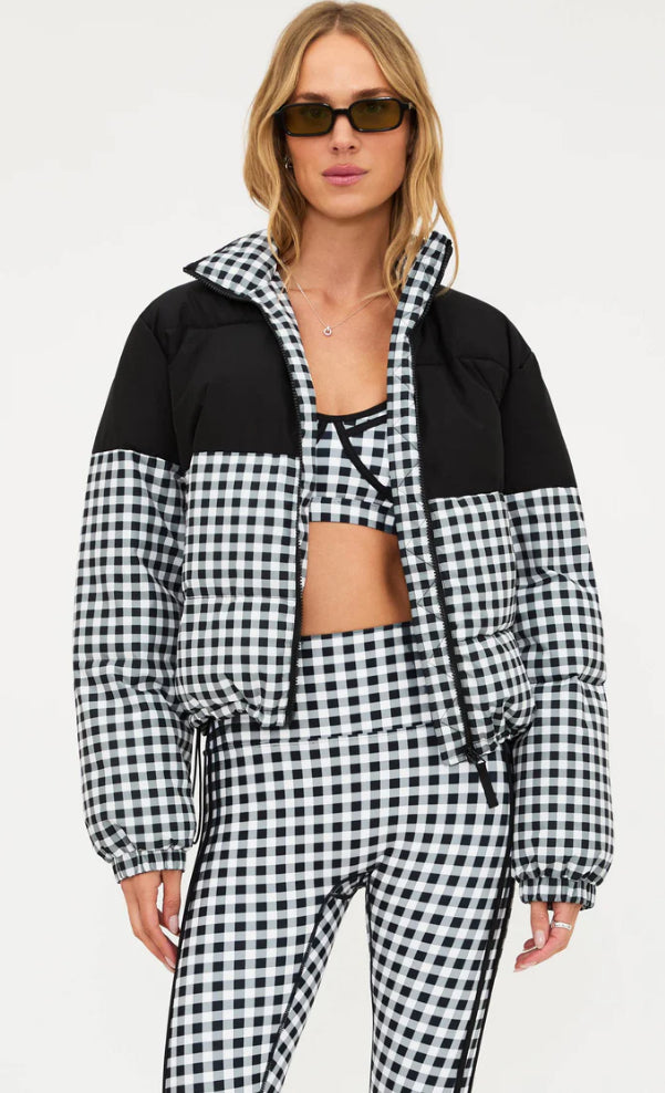 BEACH RIOT- JOJO PUFFER SLATE GINGHAM