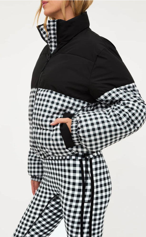 BEACH RIOT- JOJO PUFFER SLATE GINGHAM