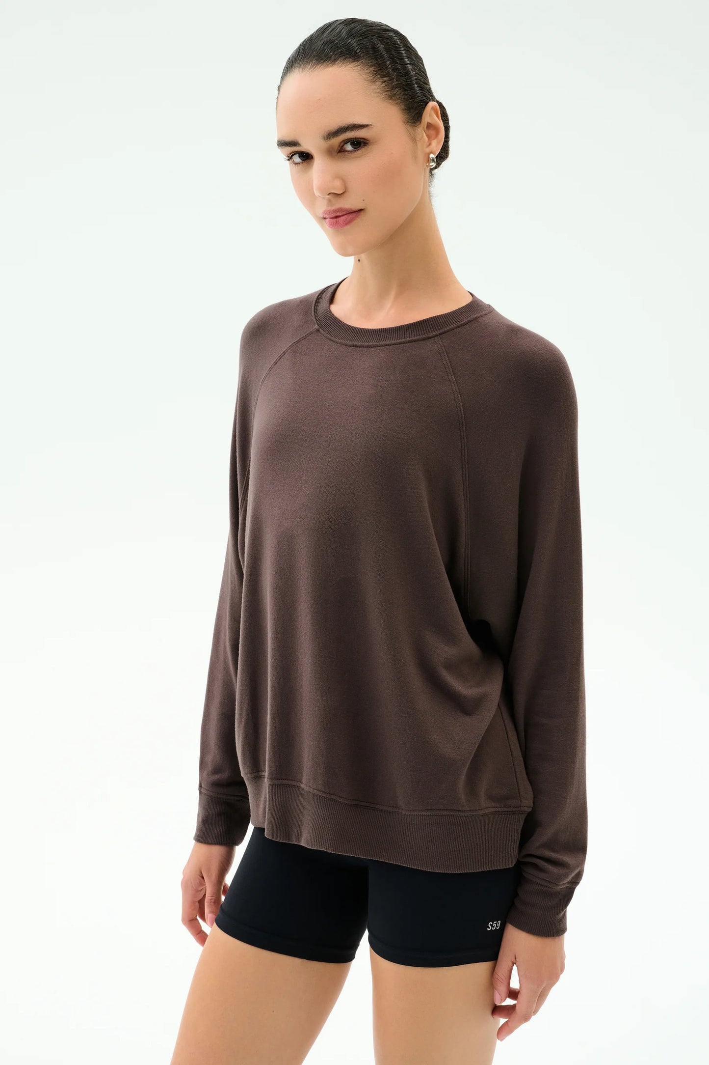 SPLITS59- ANDIE OVERSIZED FLEECE SWEATSHIRT- CHOCOLATE
