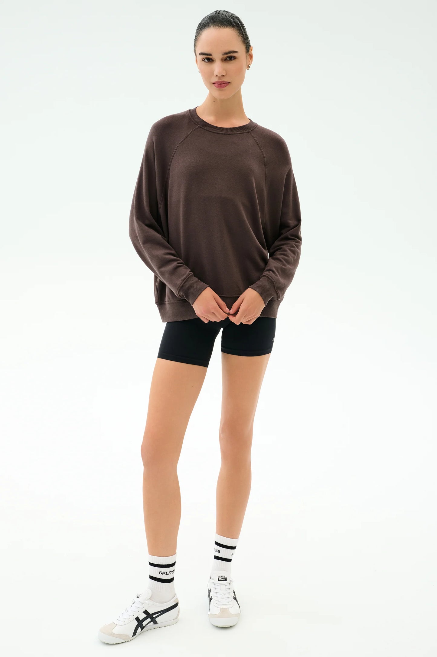 SPLITS59- ANDIE OVERSIZED FLEECE SWEATSHIRT- CHOCOLATE