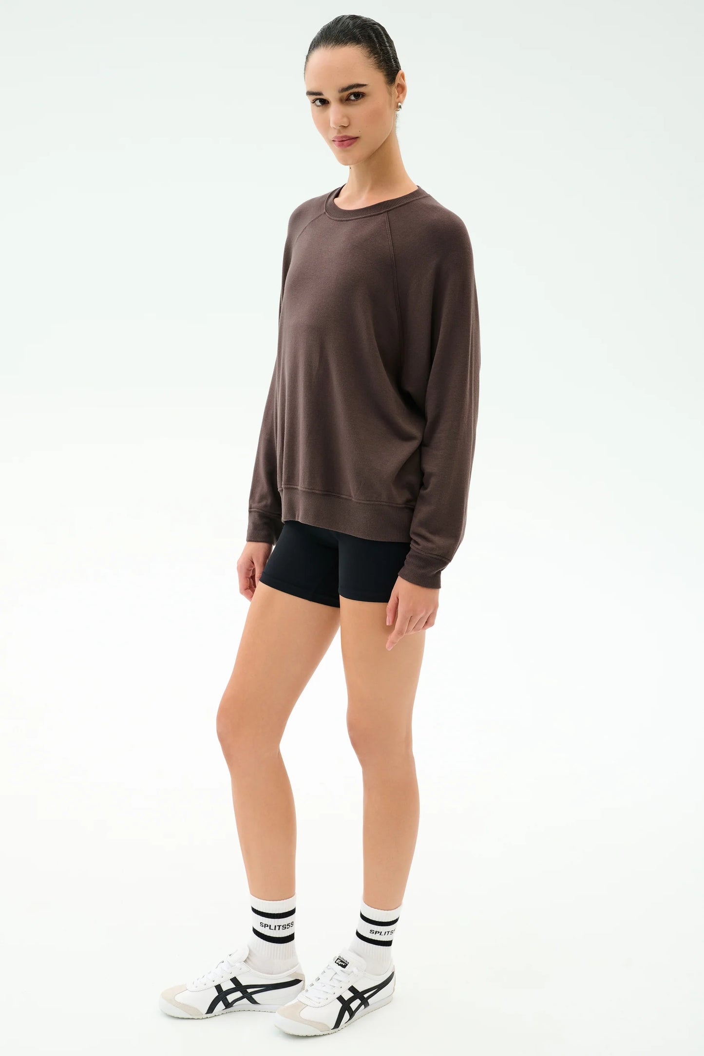 SPLITS59- ANDIE OVERSIZED FLEECE SWEATSHIRT- CHOCOLATE