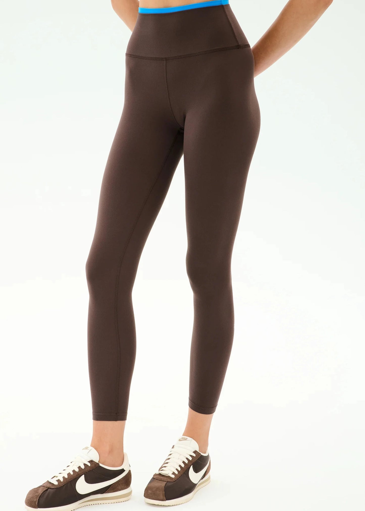 SPLITS59- DUAL HW 7/8 LEGGING-DARK CHOCOLATE/BLUE