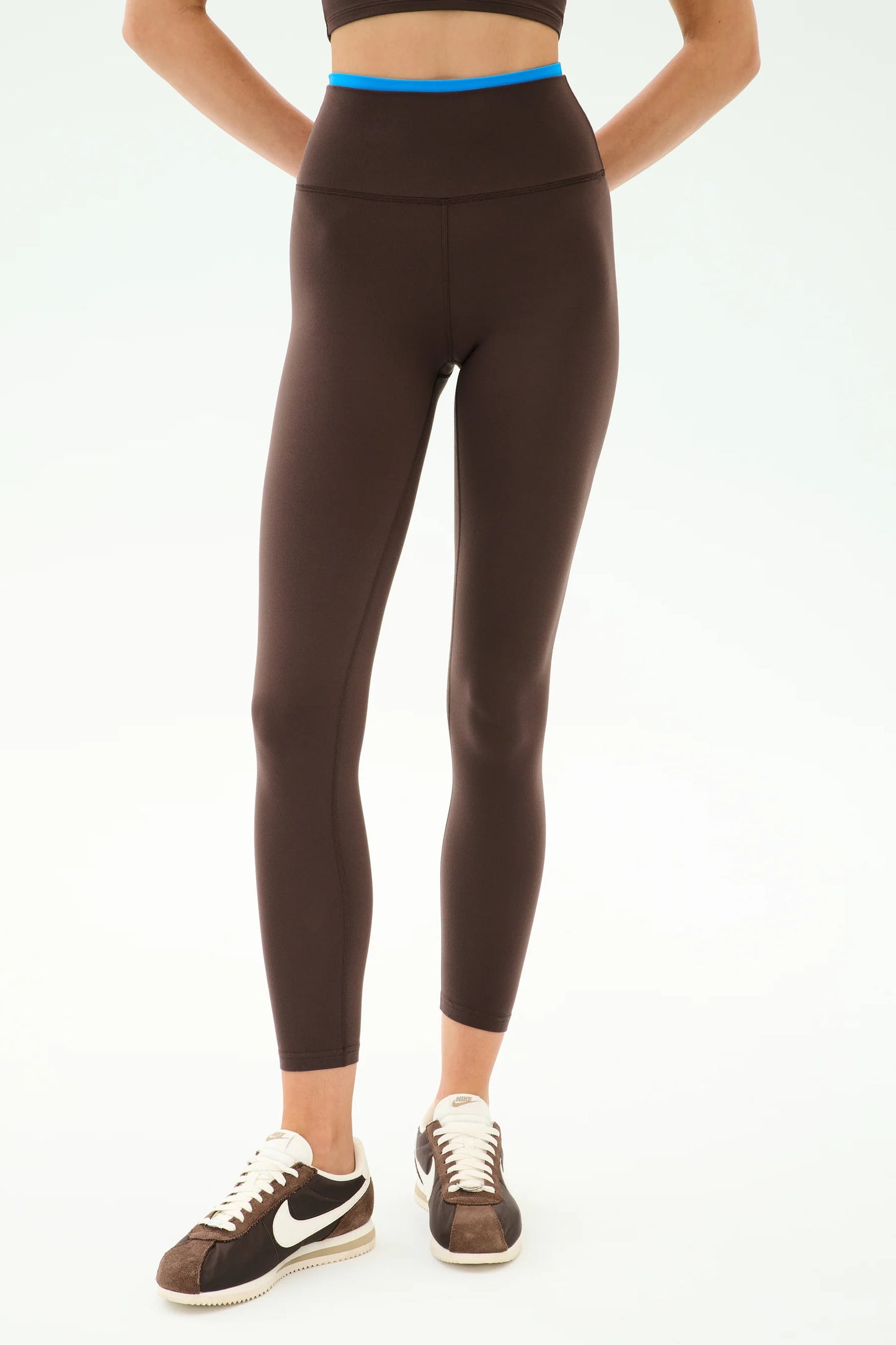 SPLITS59- DUAL HW 7/8 LEGGING-DARK CHOCOLATE/BLUE