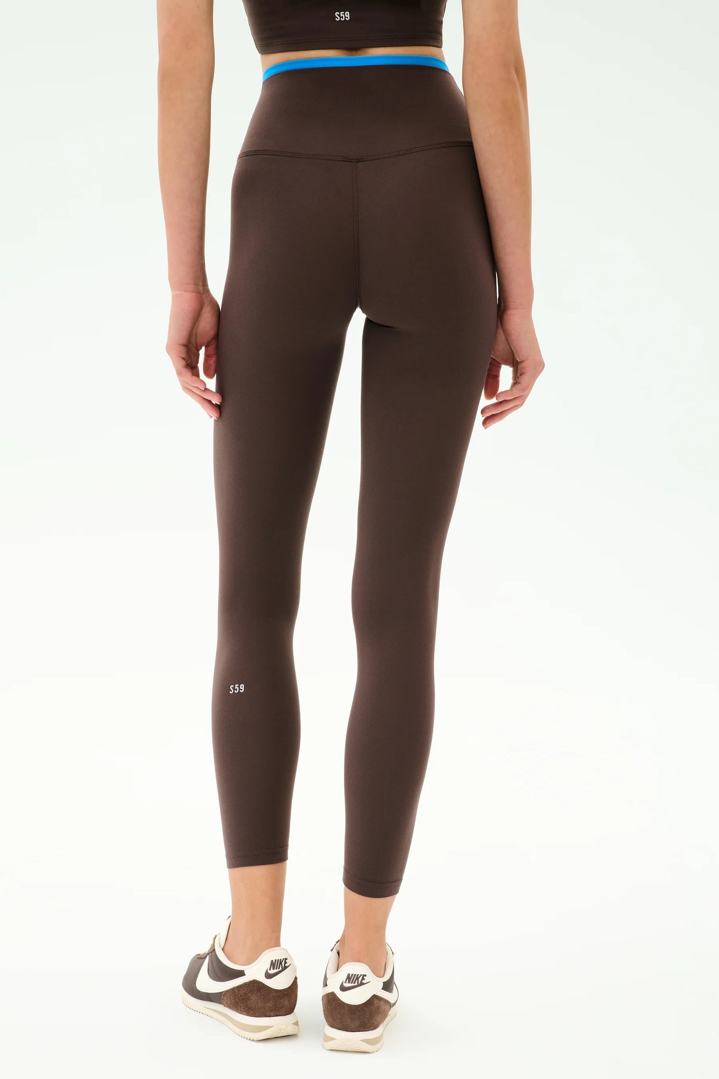 SPLITS59- DUAL HW 7/8 LEGGING-DARK CHOCOLATE/BLUE
