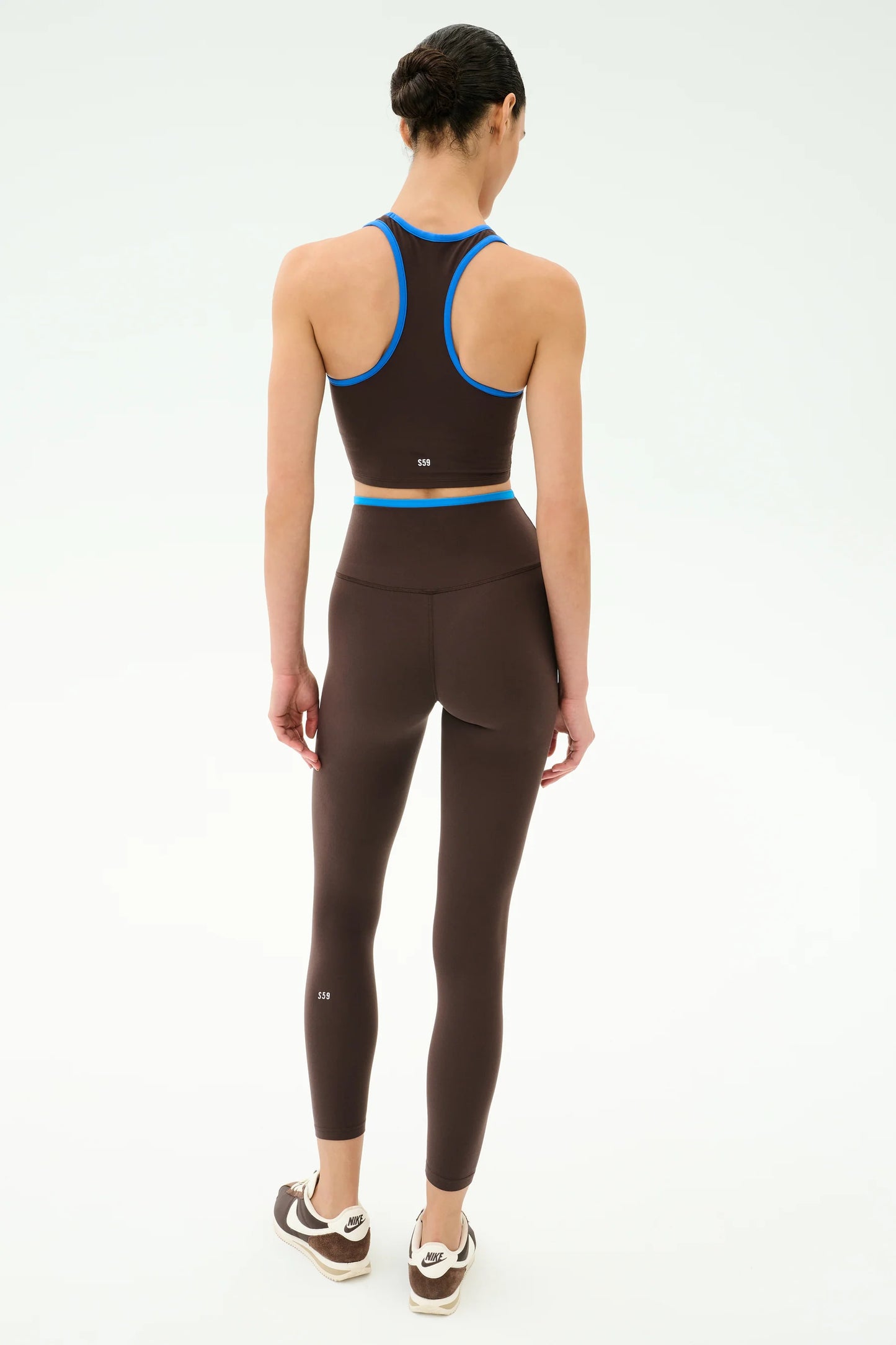SPLITS59- DUAL HW 7/8 LEGGING-DARK CHOCOLATE/BLUE